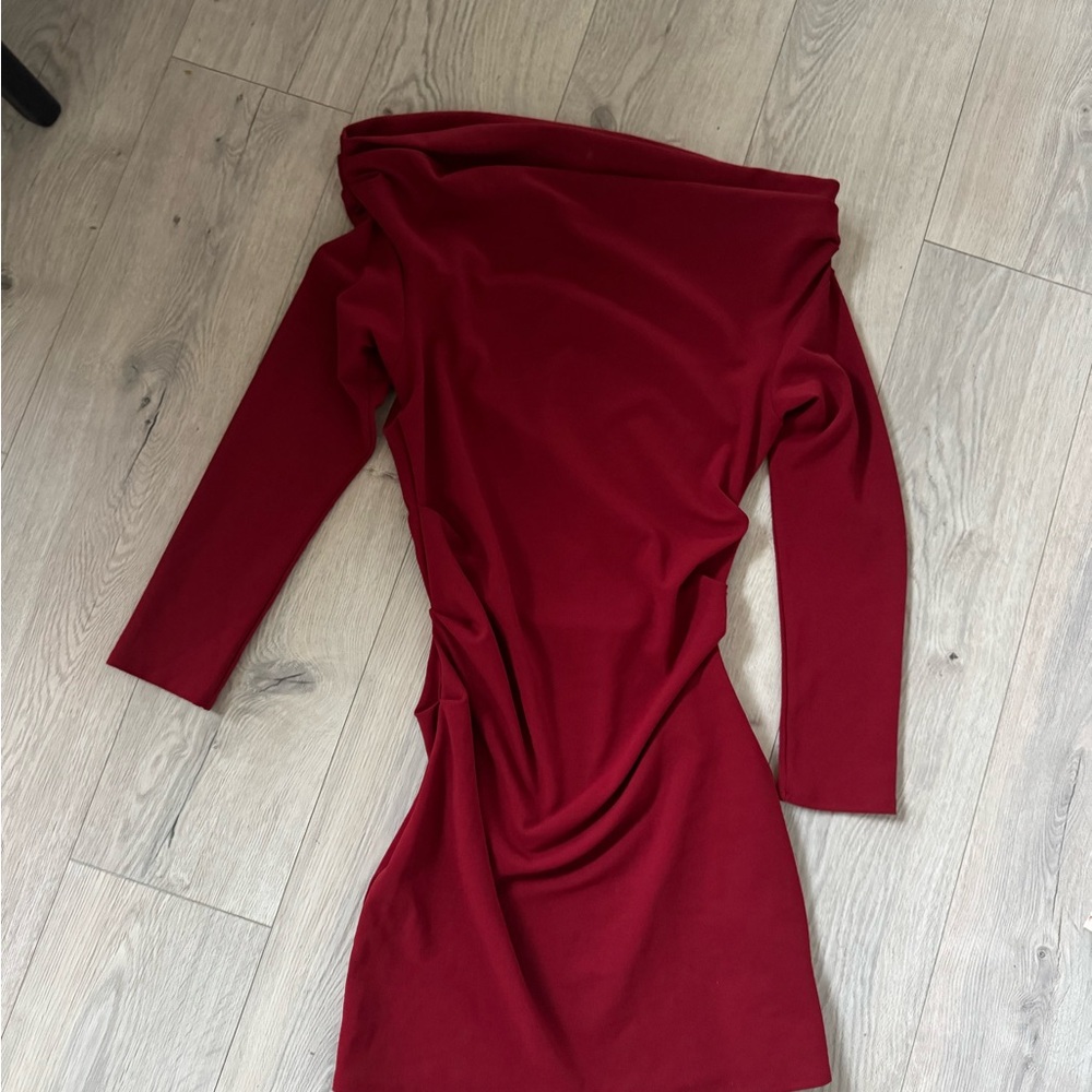 H&M Deep Red Long Sleeve Dress